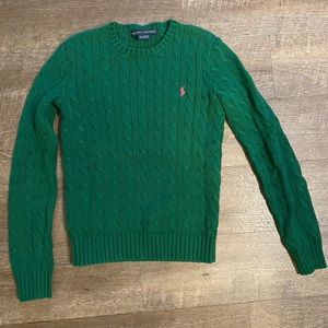 Green Ralph Lauren Cable Knit Sweater